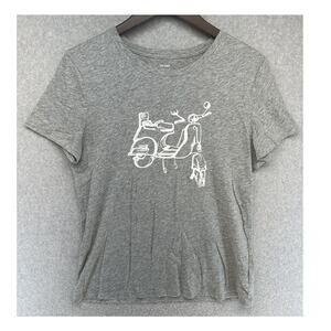 Old Navy Womens T-Shirt Relaxed Fit Size Small Gray Scooter Graphic Tee Tagless